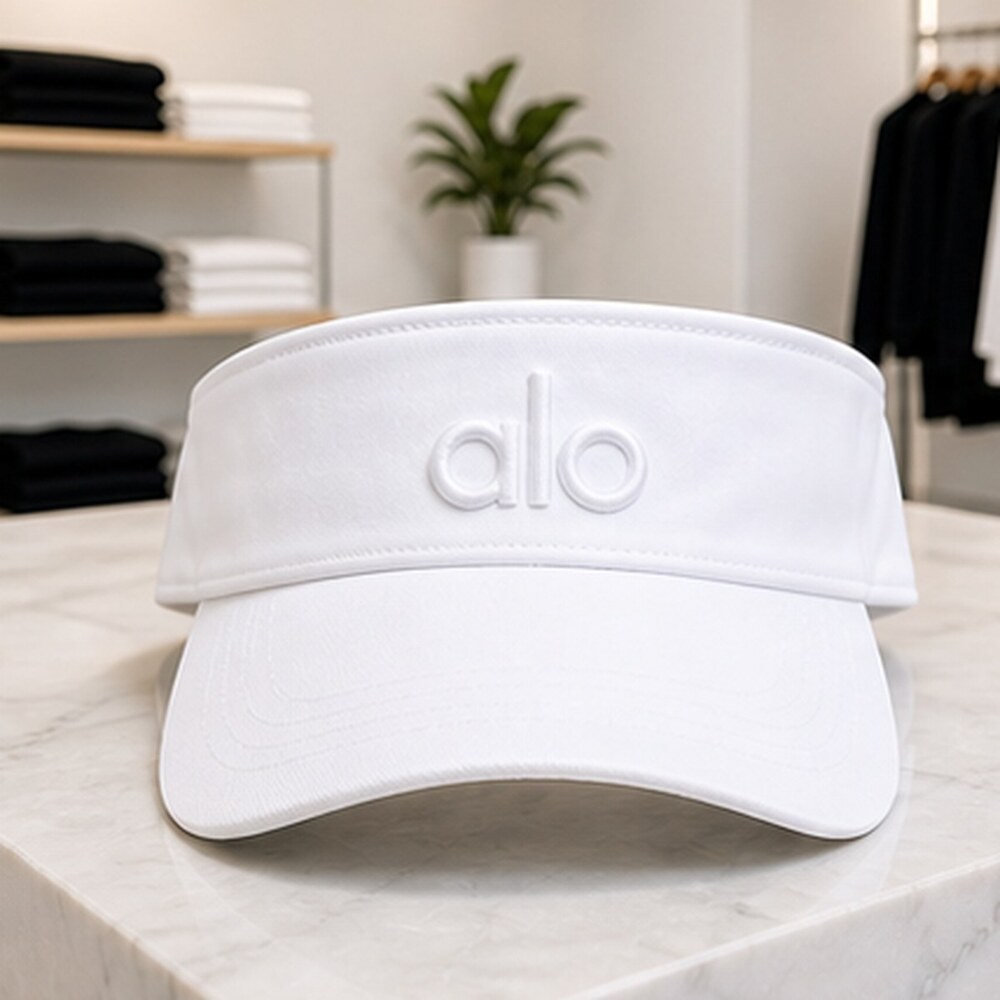 ALO Yoga White Tennis Open Top Visor Hat Logo